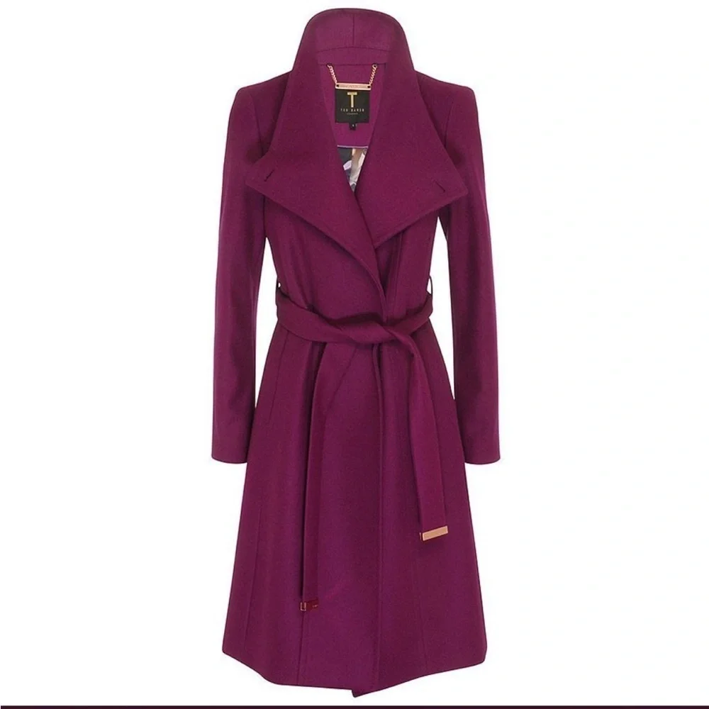 Ted Baker Lorili Long Wrap Coat Wool & Cashmere Blend Size 1 NWOT